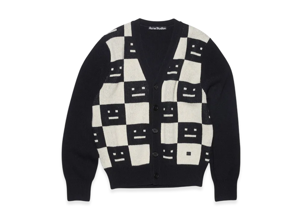 Acne Studios Wool Knit Cardigan "Black/Oatmeal Melange"