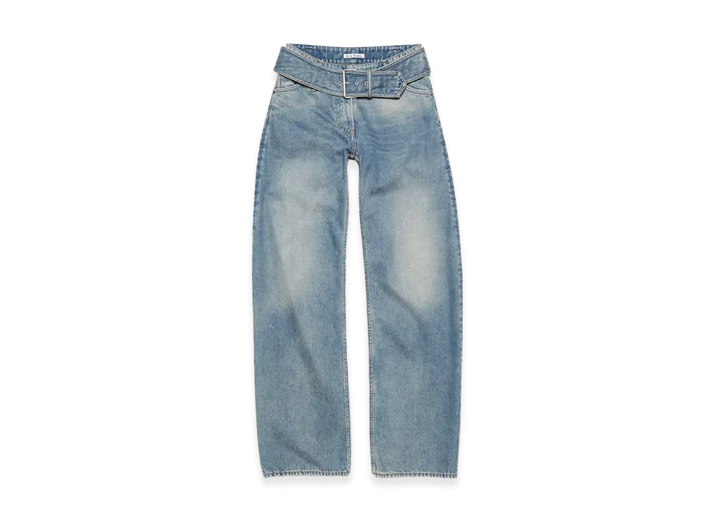 Acne Studios Belted Jeans Relaxed Fit "Mid Blue"