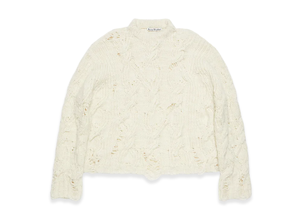 Acne Studios Distressed Cable Jumper "Pale Beige"
