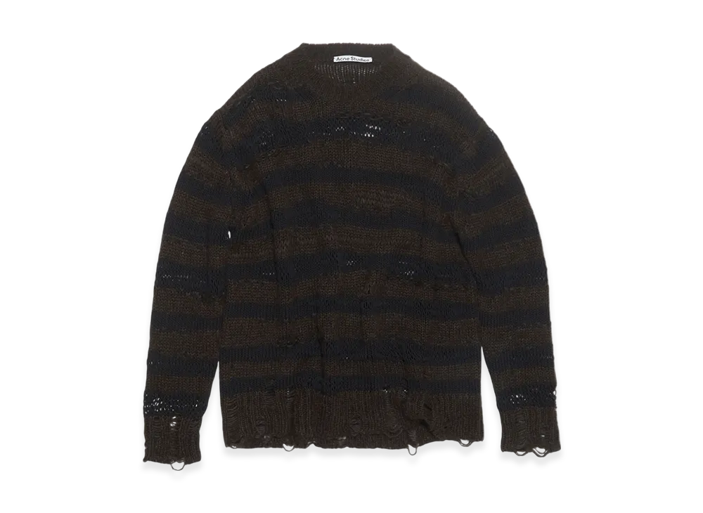 Acne Studios Distressed Stripe Jumper "Warm Charcoal Grey/Black"