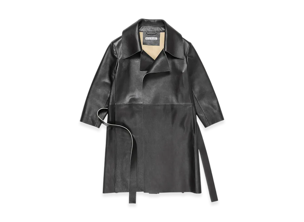 Acne Studios Double Breasted Leather Coat "Black"
