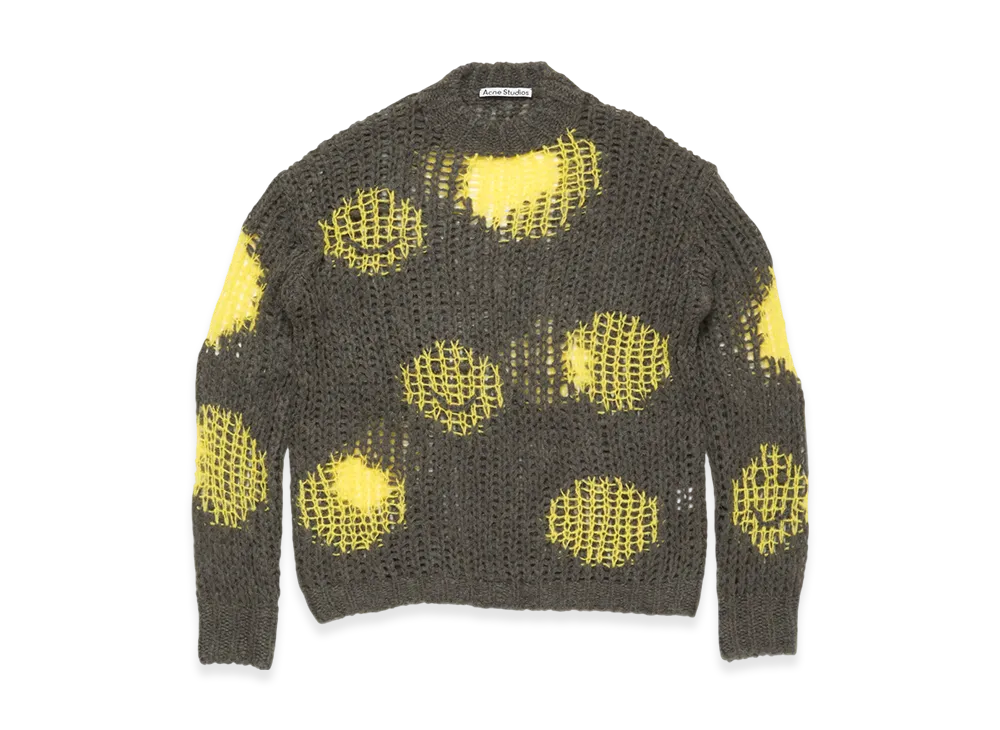 Acne Studios Embroidered Mohair Jumper "Grey/Yellow"