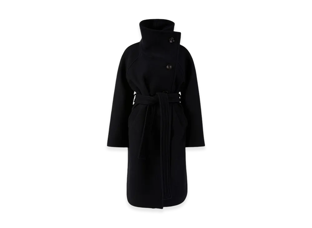 Acne Studios High Neck Belted Wool Coat "Black"
