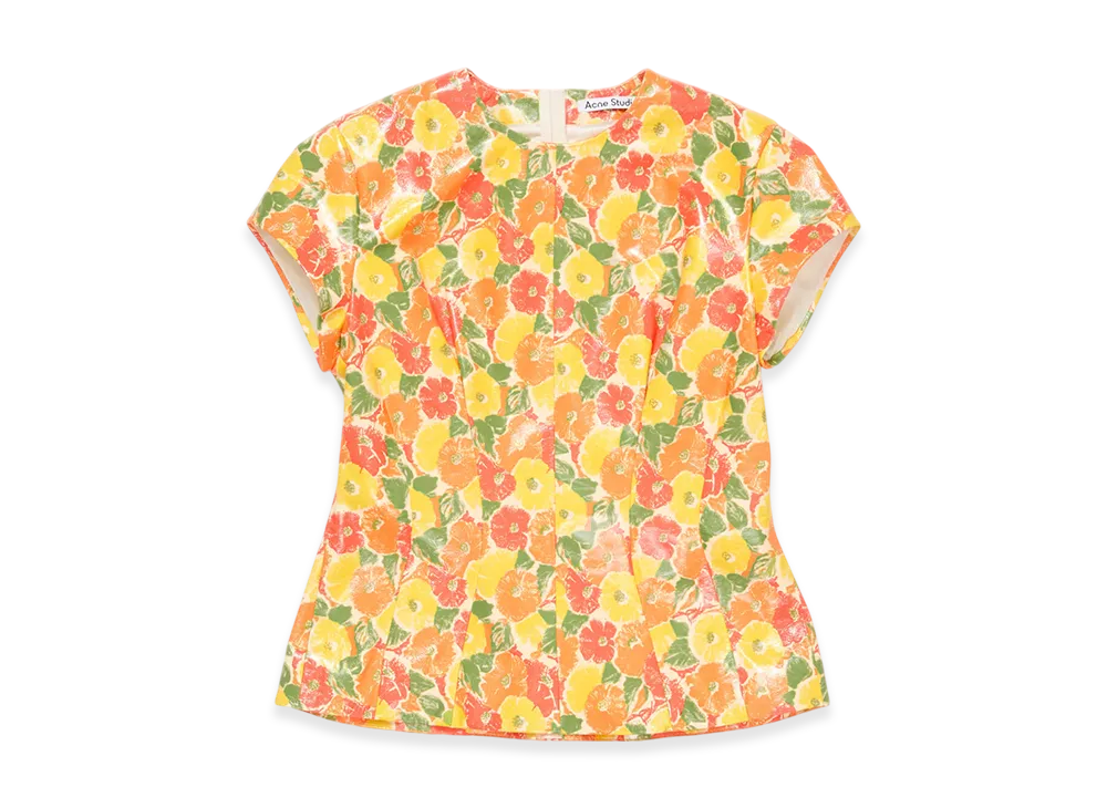 Acne Studios Leather T-Shirts "Orange/Multicolor"