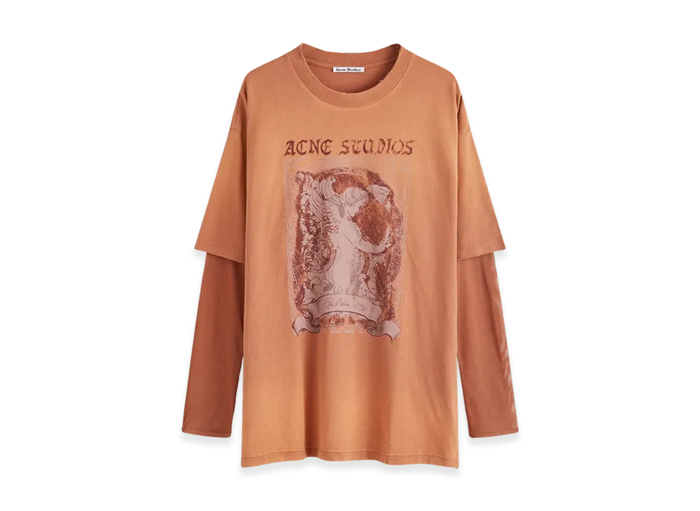 Acne Studios Layered Print T-Shirt "Rust Red"