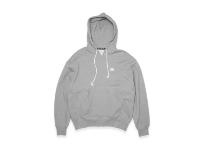 Acne Studios Face Zip Up Hooded Sweatshirt "Light Grey Melange"