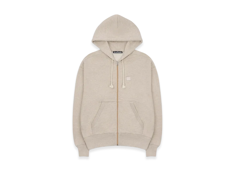 Acne Studios Face Zip Up Hooded Sweatshirt "Oatmeal Melange"
