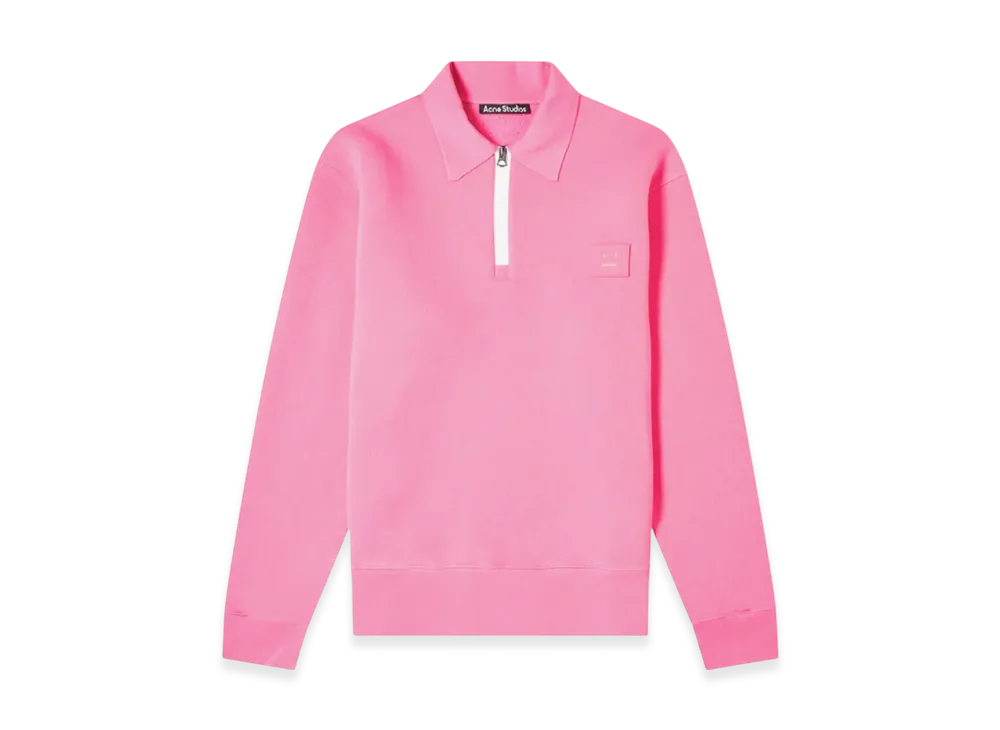Acne Studios Ferd Face Half Zip Sweatshirt "BUBBLEGUM PINK"