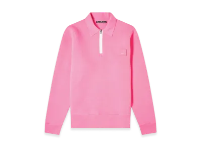 Acne Studios Ferd Face Half Zip Sweatshirt "BUBBLEGUM PINK"