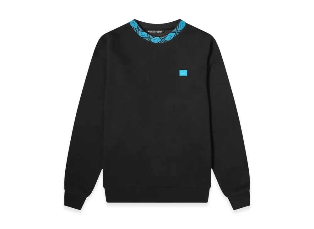 Acne Studios Future Rib Face Crew Sweatshirt "Black/Blue"