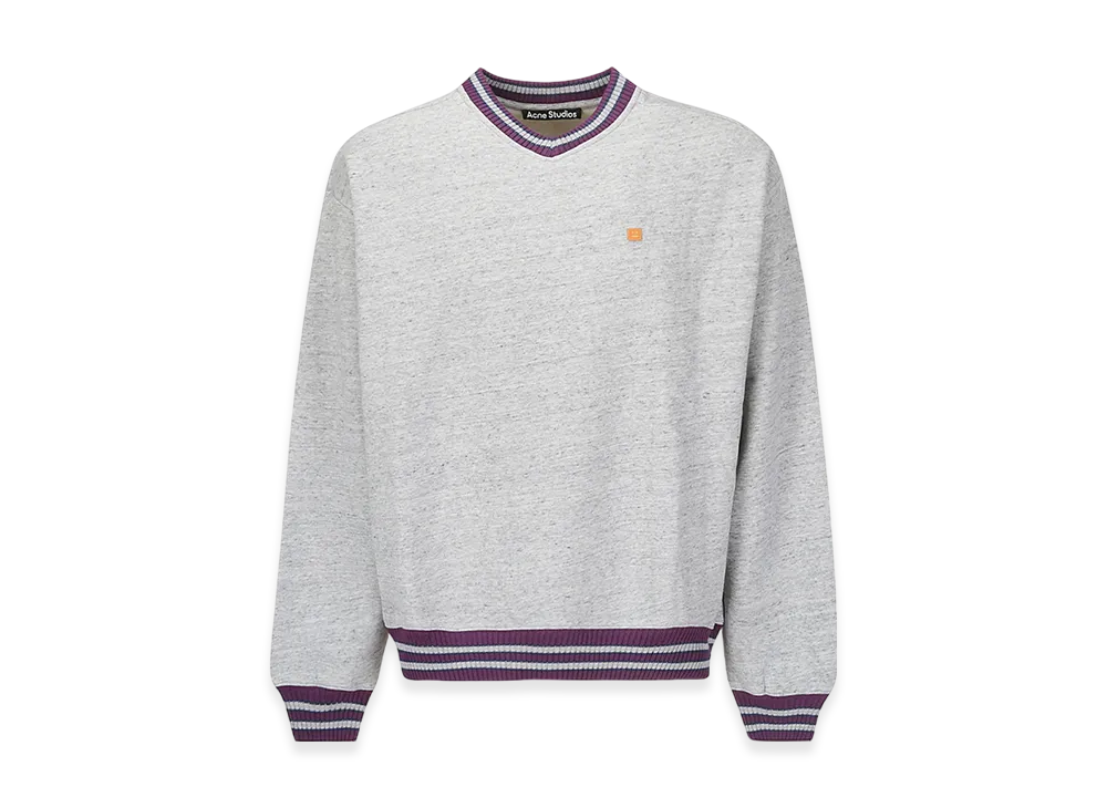 Acne Studios Logo Patch V-Neck Sweater "Marble Grey Melange"