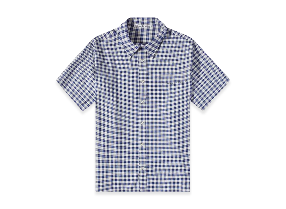 Acne Studios Plaid Short Sleeve Button Up Shirt "Blue/White"