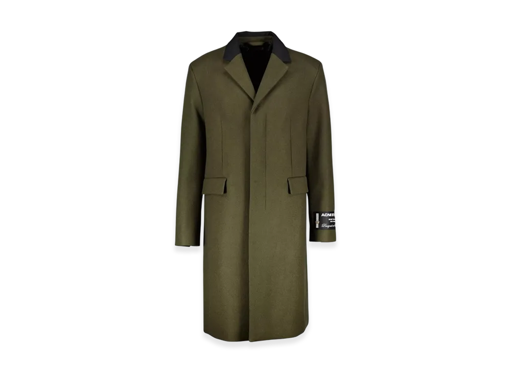 Acne Studios Single Breasted Wool Blend Coat "Green Melange"