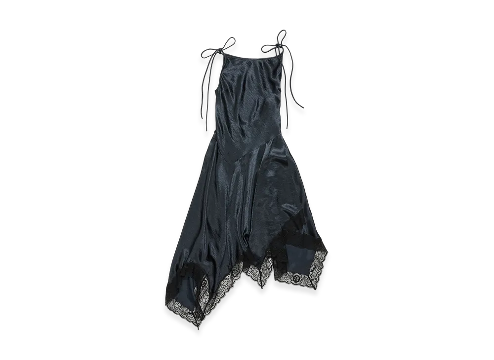 Acne Studios Satin Lace Dress "Petrol Blue"