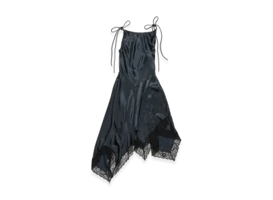 Acne Studios Satin Lace Dress "Petrol Blue"