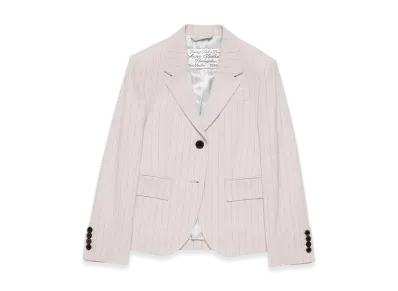 Acne Studios Single-Breasted Pinstripe Jacket "Taupe Beige"