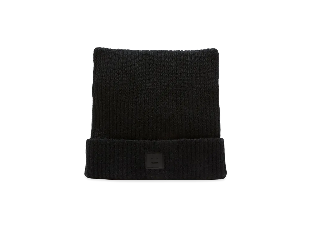 Acne Studios Face Logo Square Beanie - Yak "Black"