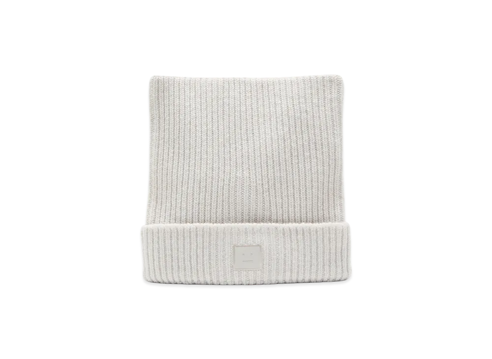 Acne Studios Face Logo Square Beanie - Yak "Oatmeal Melange"