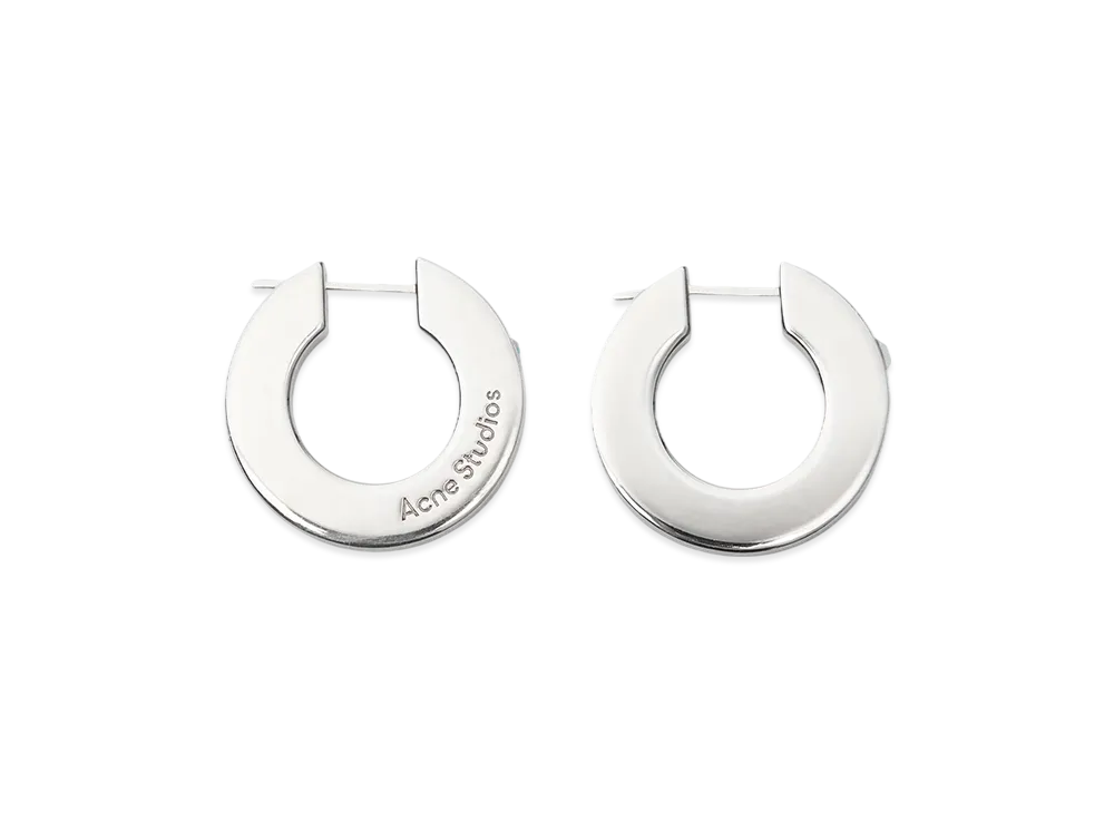 Acne Studios Crystal Hoop Earrings "Semi-Matte Silver"