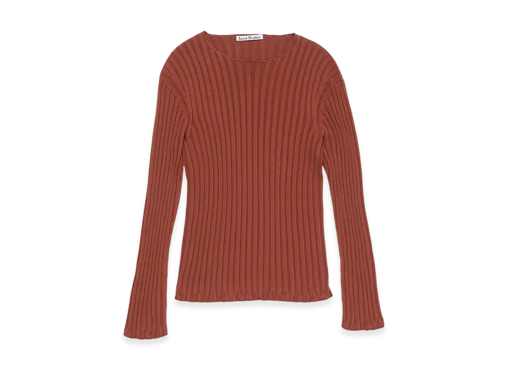 Acne Studios Ribbed Crewneck Knitwear "Terracotta Red"