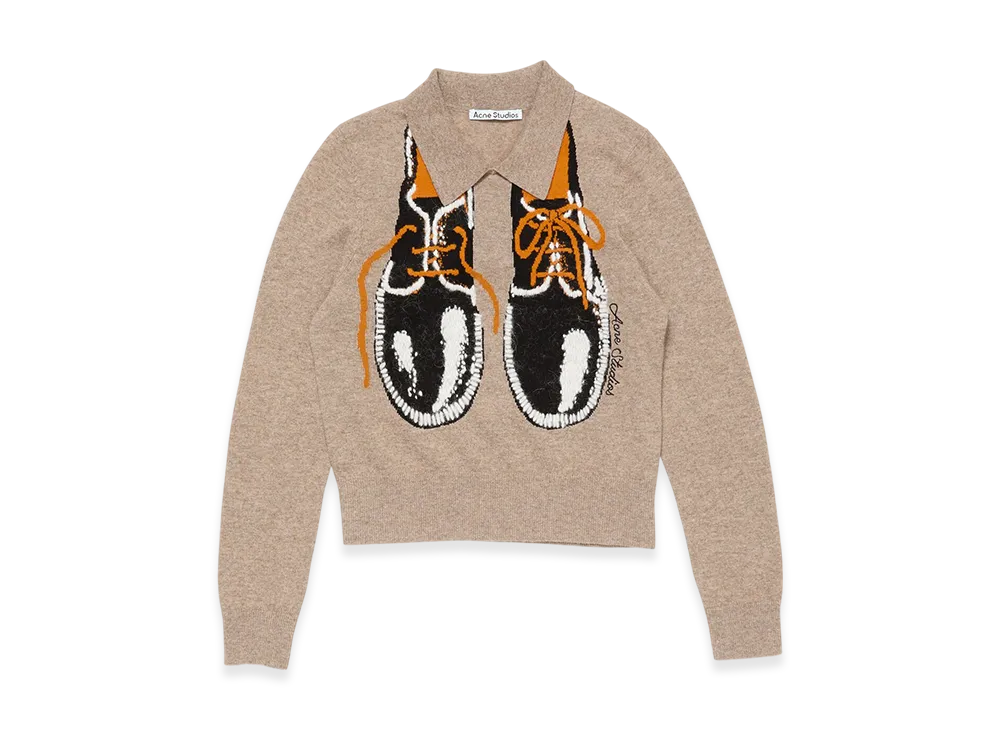 Acne Studios Yak Wool Polo Sweater "Greige Melange"