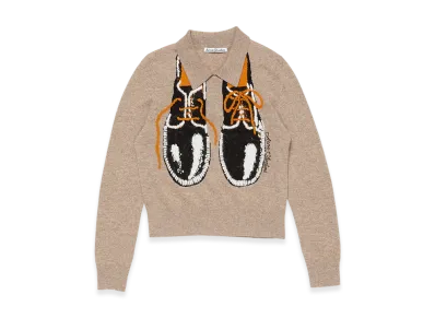 Acne Studios Yak Wool Polo Sweater "Greige Melange"