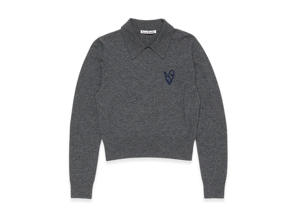Acne Studios Yak Wool Polo Sweater "Dark Grey Melange"