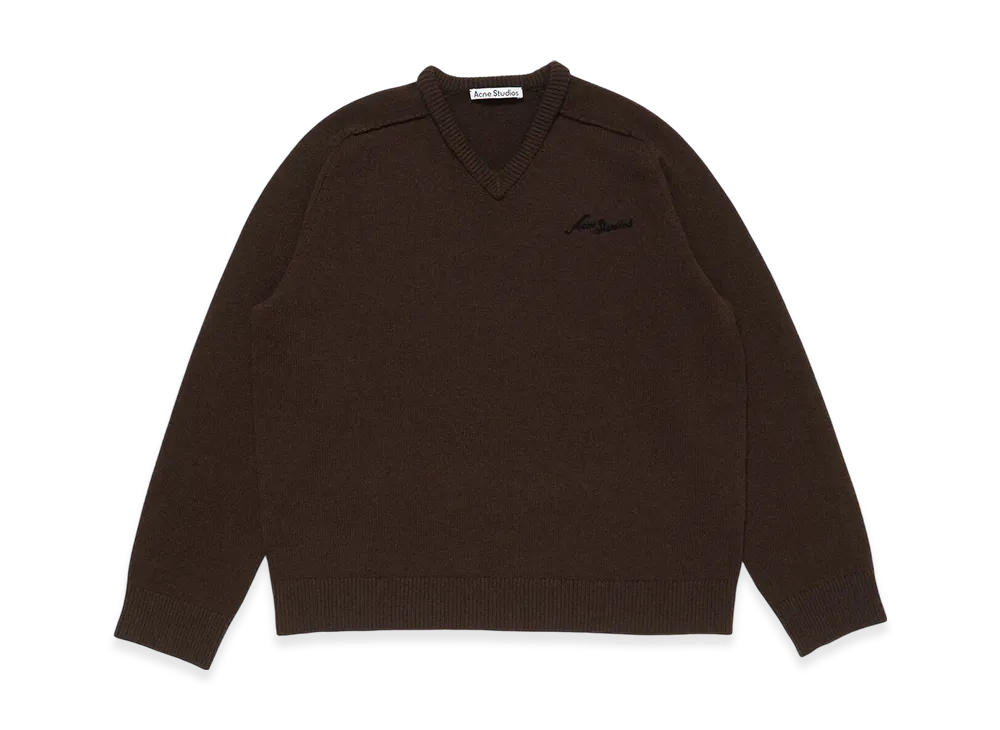 Acne Studios V-Neck Wool Sweater "Dark Brown"