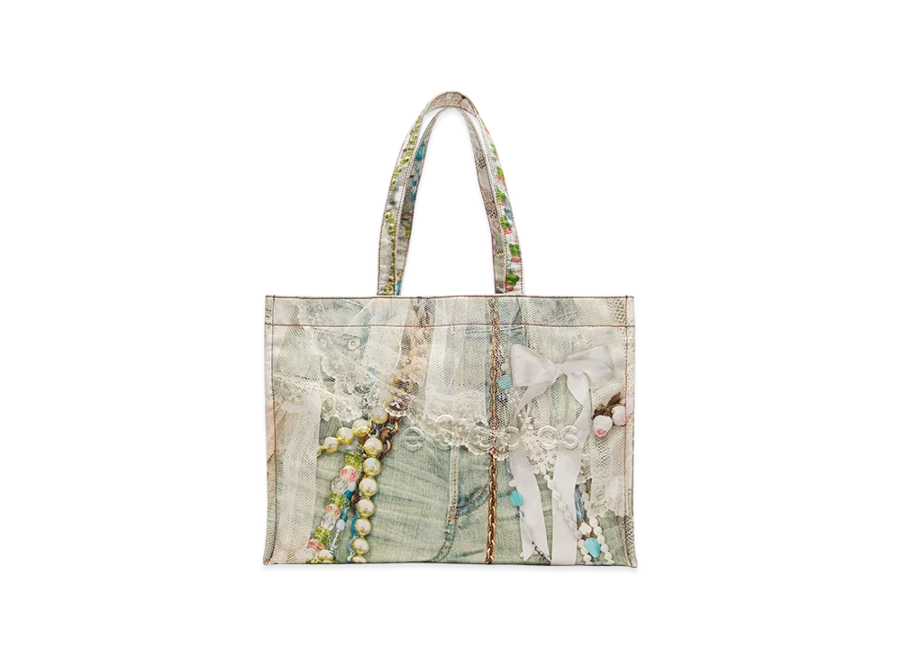 Acne Studios Logo Shoulder Tote Bag "White/Green"