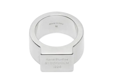 Acne Studios Engraved Logo Signet Ring "Semi-Matte Silver"