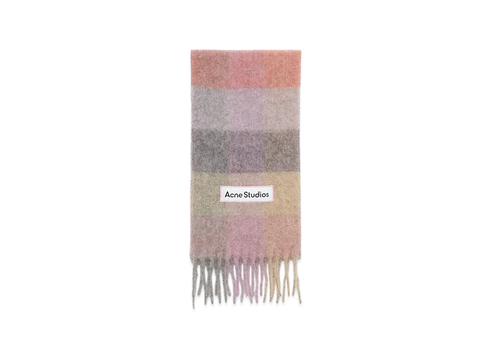 Acne Studios Mohair Check Scarf "Fuchsia/Lilac/Pink"