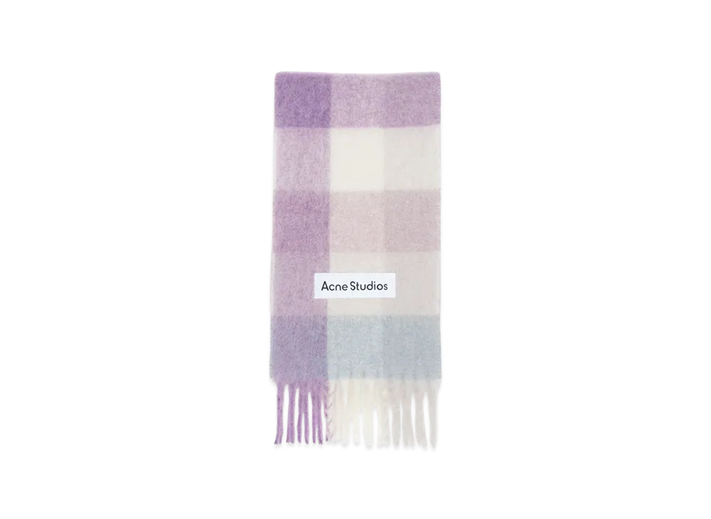 Acne Studios Mohair Check Scarf "Lilac/White"