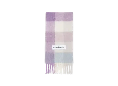 Acne Studios Mohair Check Scarf "Lilac/White"