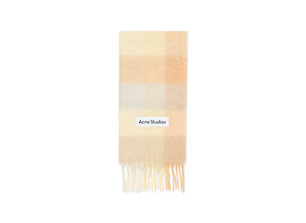Acne Studios Mohair Check Scarf "Peach/White/Beige"