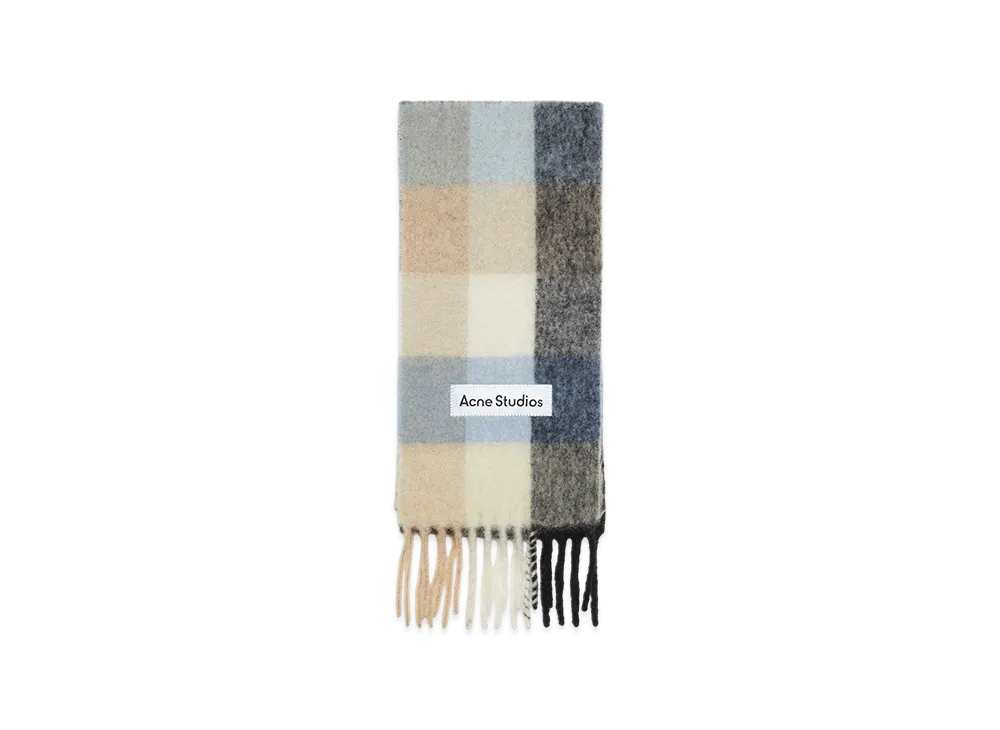 Acne Studios Mohair Check Scarf "Blue/Beige/Black"
