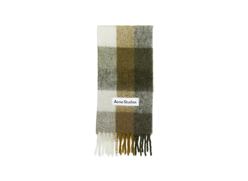 Acne Studios Mohair Check Scarf "Taupe/Green/Black"