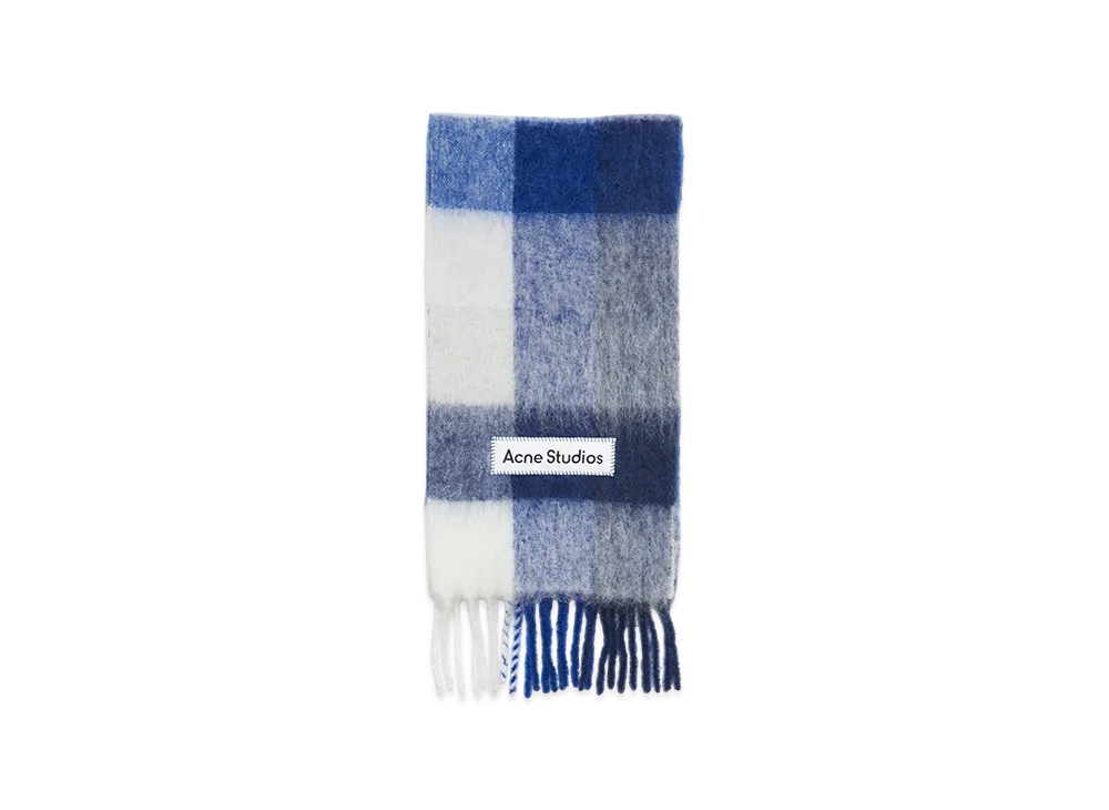 Acne Studios Mohair Check Scarf "White/Grey/Royal Blue"
