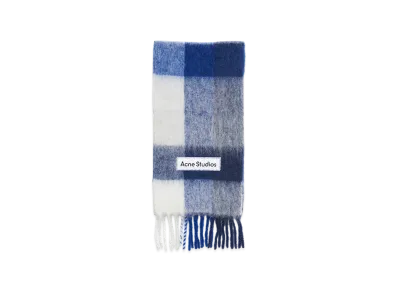 Acne Studios Mohair Check Scarf "White/Grey/Royal Blue"