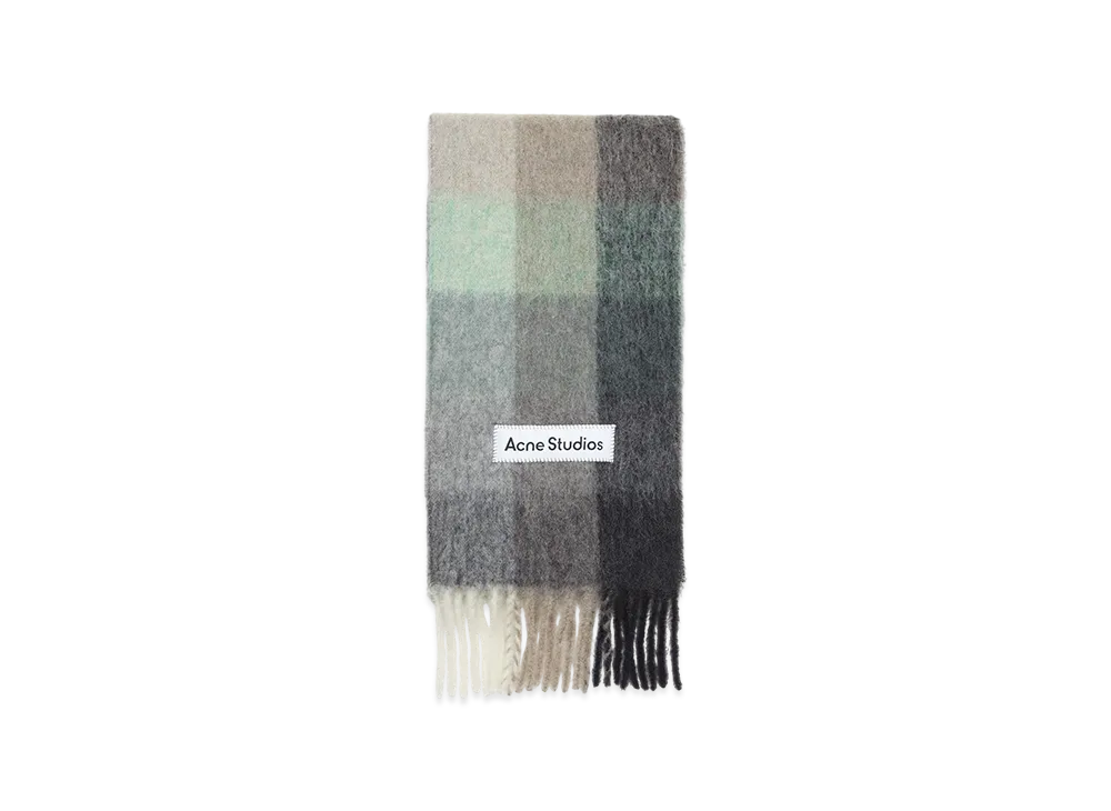 Acne Studios Mohair Check Scarf "Green/Grey/Black"