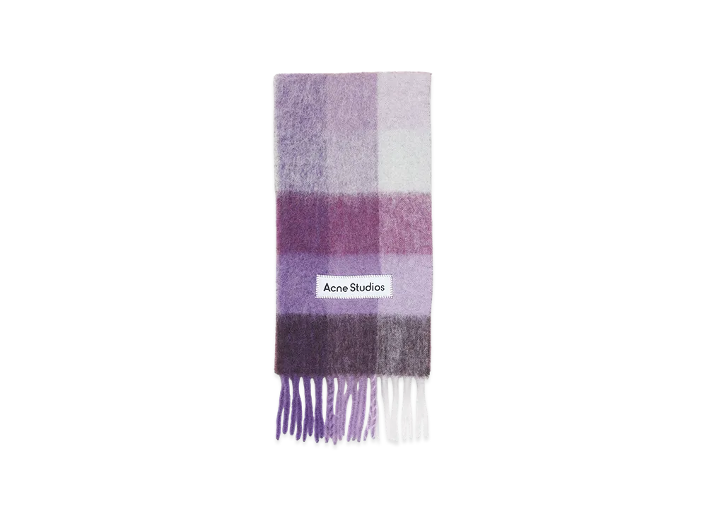 Acne Studios Mohair Check Scarf "Purple/White"