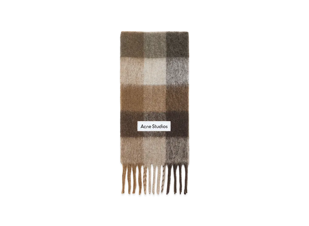 Acne Studios Check Fringe Scarf "Dark Brown / White / Brown"