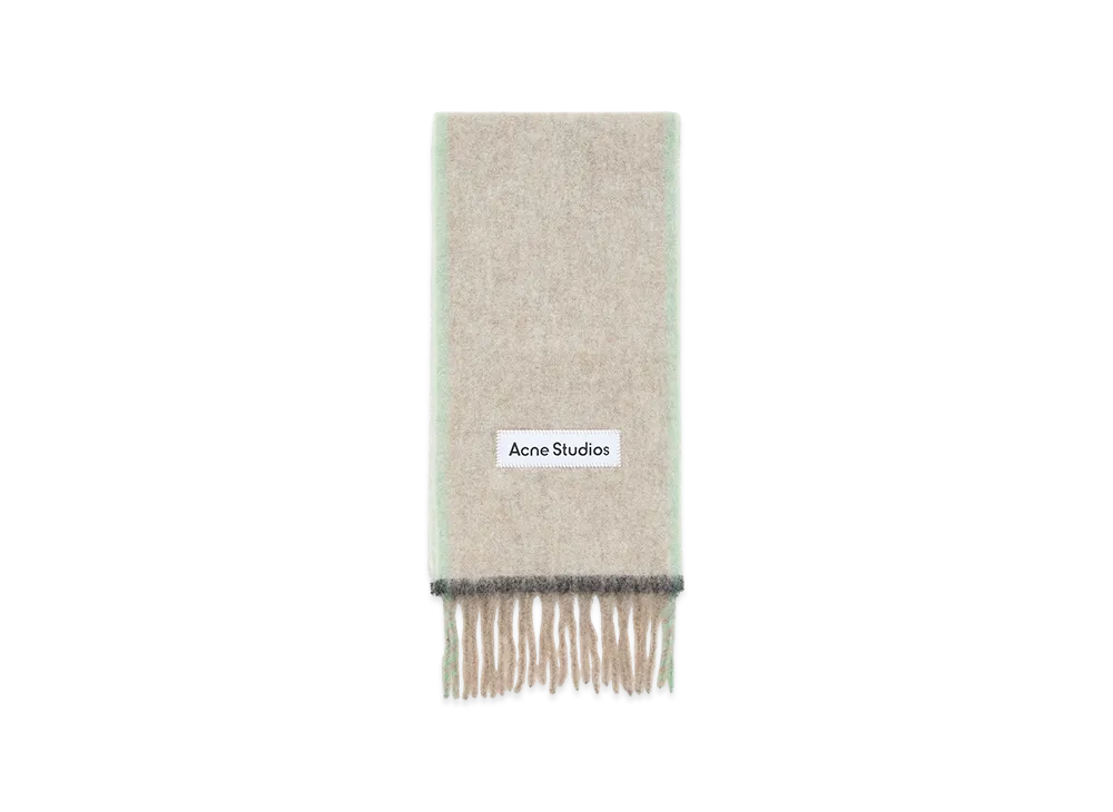 Acne Studios Fringed Wool Scarf "Beige/Grey"
