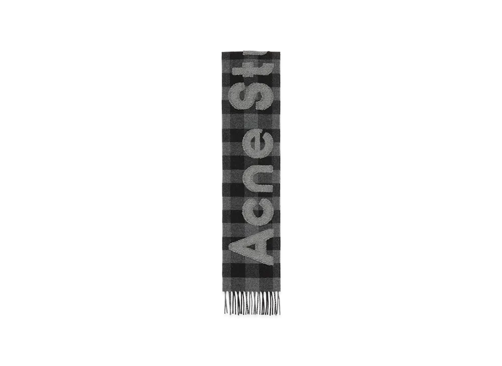 Acne Studios Check Logo Scarf - Narrow "Black/Grey"