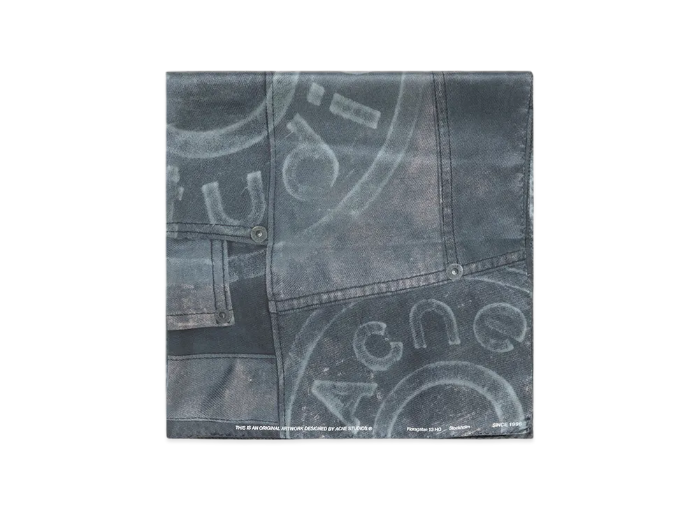 Acne Studios Printed Silk Scarf "Dark Blue"