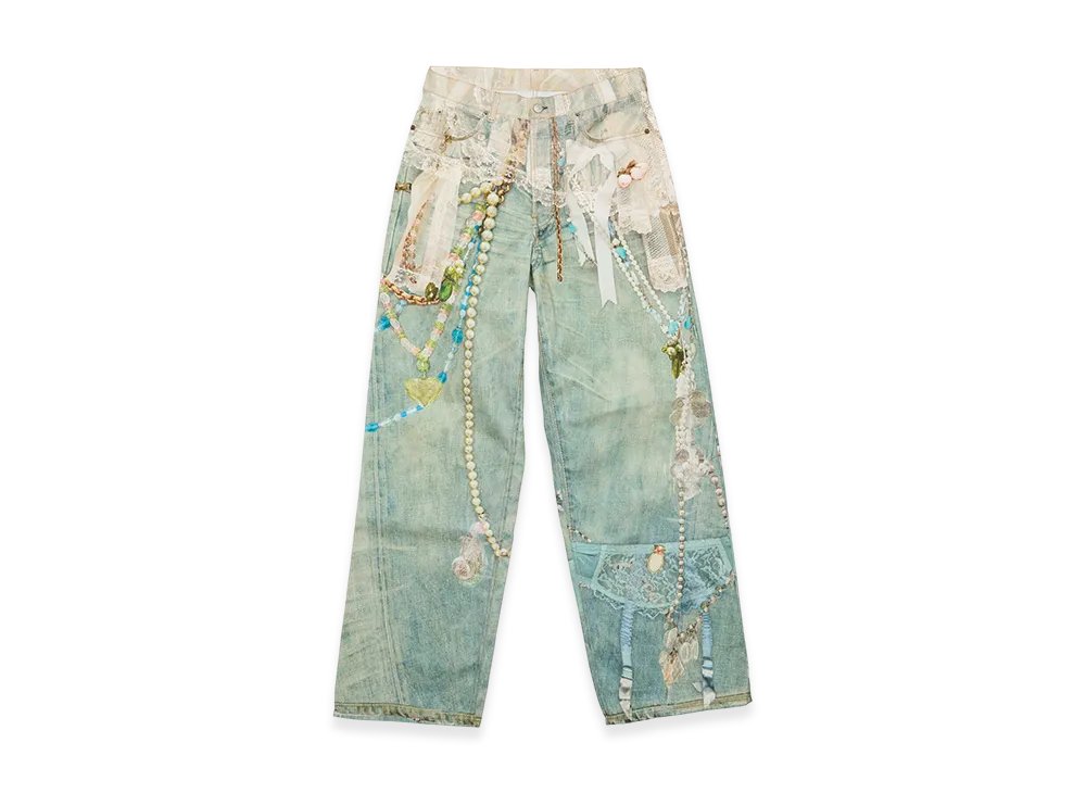 Acne Studios Loose Fit Jeans - 1981 Puti "White/Green"