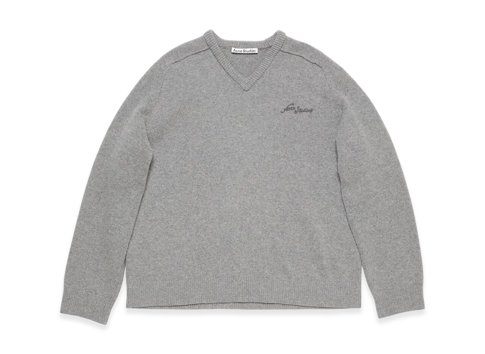 Acne Studios V-Neck Wool Sweater "Dark Gray Melange"