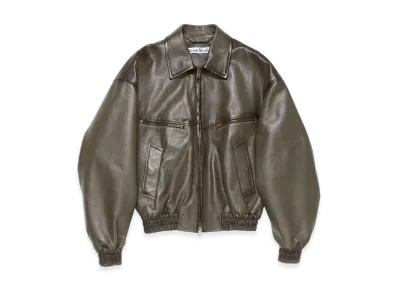 Acne Studios Leather Bomber Jacket "Vintage Green"
