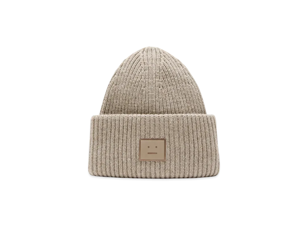 Acne Studios Large Face Logo Beanie "Greige Melange"