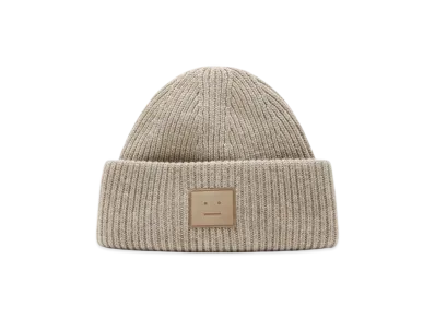 Acne Studios Large Face Logo Beanie "Greige Melange"