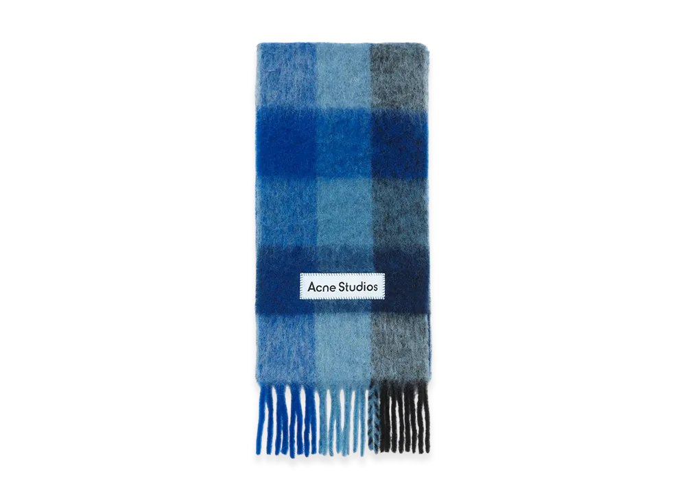Acne Studios Mohair Check Scarf "Dark Navy/Black/Blue"